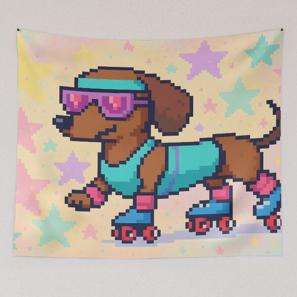 Item preview,  Retro Dachshund on Roller Skates designed and sold by SassyArtistry.