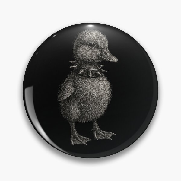 Item preview, Spiked Collar Duckling – Cute Punk Engraving-Style Dark Art designed and sold by Isolde Gravieraine.