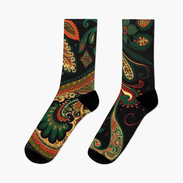 Artikelvorschau, Verziertes Vintage-Paisley-Muster in sattem Grün und Gold entworfen und verkauft von PaintbrushPlace.