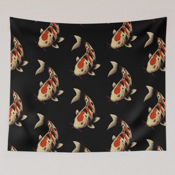 Item preview, Koi Fish - Pixel Art - 8bit graphics 16bit graphics - Retro Fish Art - White Orange Black KoiFish designed and sold by Kabuji Store.