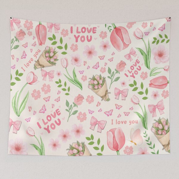 Item preview, I Love You Tulips – Romantic Pattern for Gifts & Decor designed and sold by HealthCoreCommunity.