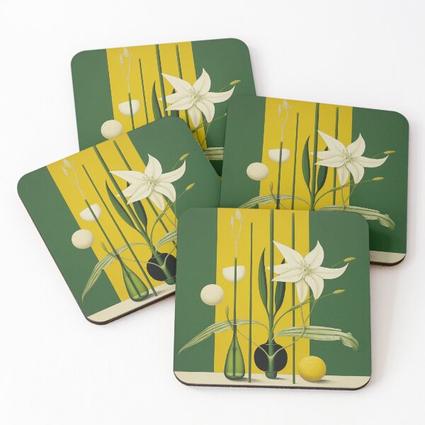 Item preview, Modern Botanical Still Life with White Lily and Geometric Shapes designed and sold by PaintbrushPlace.