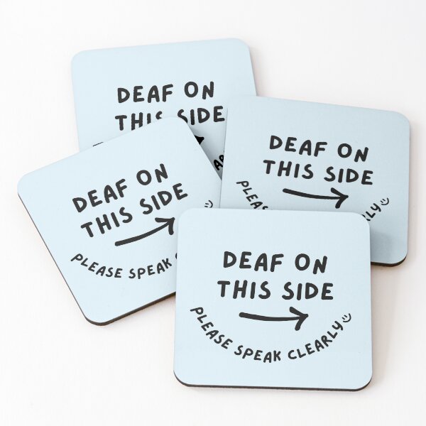 Item preview, Blue RIGHT Deaf on This Side Please Speak Clearly Doodle Design designed and sold by spooniecentral.