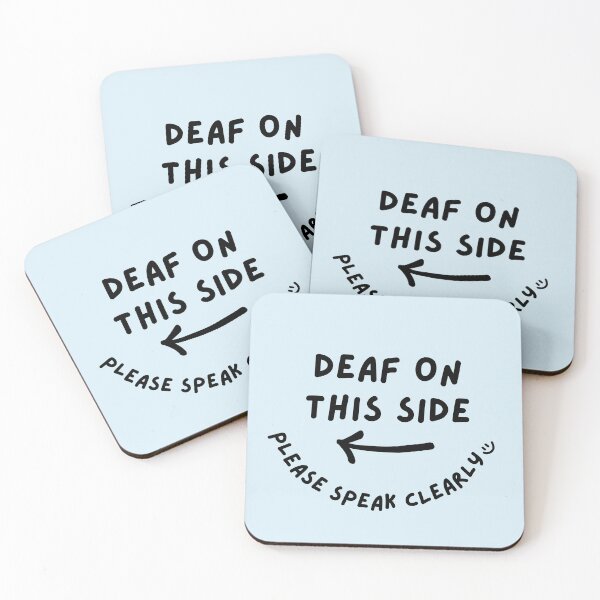 Item preview, Blue LEFT Deaf on This Side Please Speak Clearly Doodle Design designed and sold by spooniecentral.