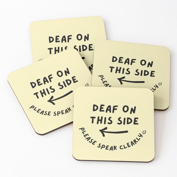 Item preview, Yellow LEFT Deaf on This Side Please Speak Clearly Doodle Design designed and sold by spooniecentral.