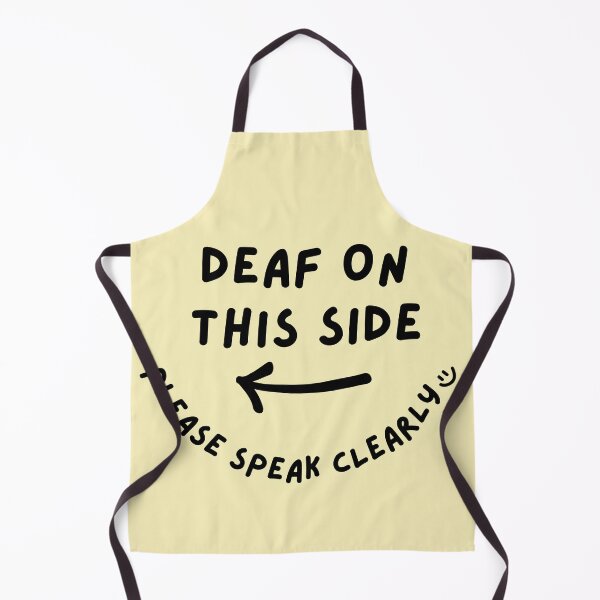 Item preview, Yellow LEFT Deaf on This Side Please Speak Clearly Doodle Design designed and sold by spooniecentral.