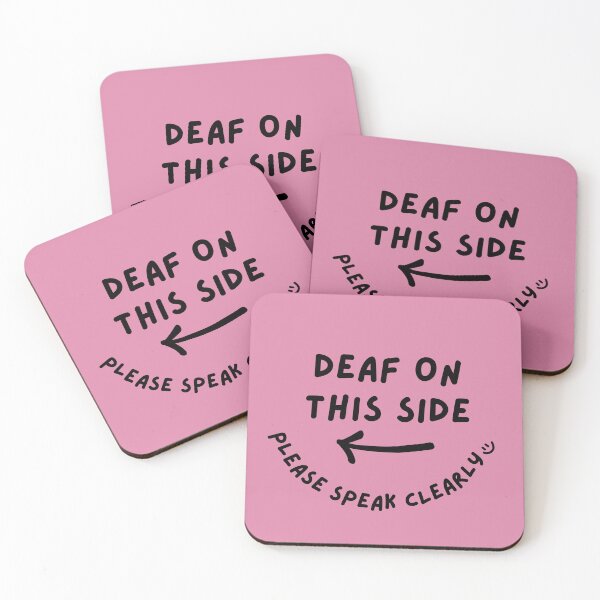 Item preview, Pink LEFT Deaf on This Side Please Speak Clearly Doodle Design designed and sold by spooniecentral.