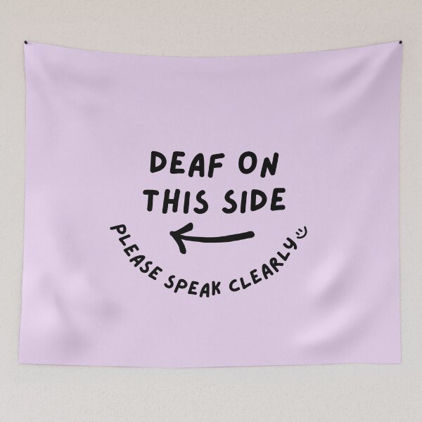 Item preview, Purple LEFT Deaf on This Side Please Speak Clearly Doodle Design designed and sold by spooniecentral.