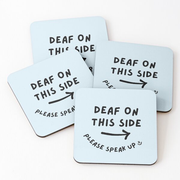 Item preview, Blue RIGHT Deaf on This Side Please Speak Up Doodle Design designed and sold by spooniecentral.