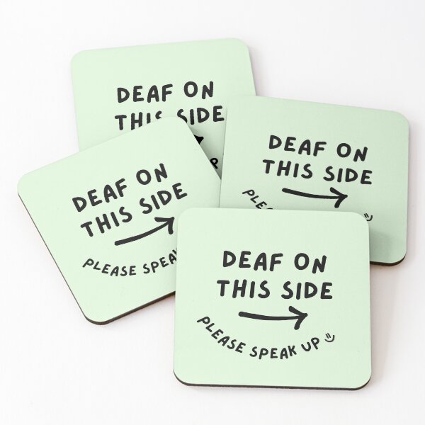 Item preview, Green RIGHT Deaf on This Side Please Speak Up Doodle Design designed and sold by spooniecentral.