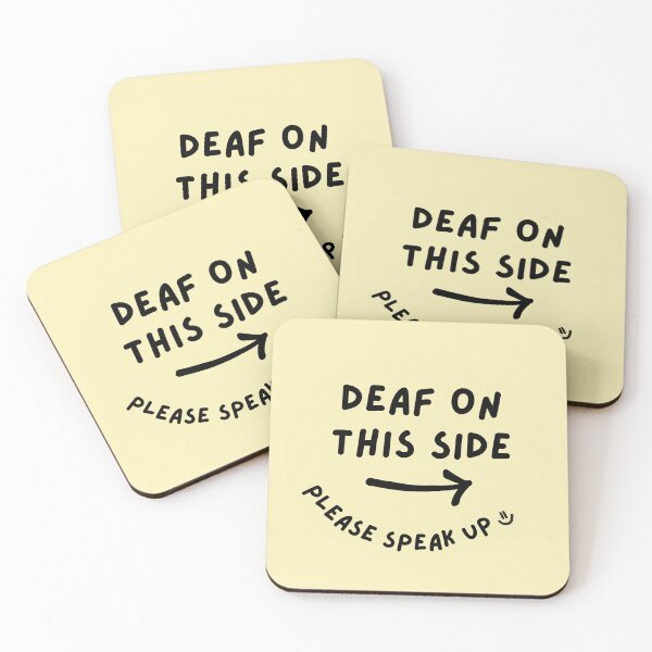 Item preview, Yellow RIGHT Deaf on This Side Please Speak Up Doodle Design designed and sold by spooniecentral.