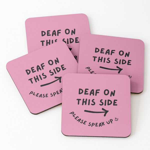 Item preview, Pink RIGHT Deaf on This Side Please Speak Up Doodle Design designed and sold by spooniecentral.