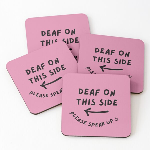 Item preview, Pink LEFT Deaf on This Side Please Speak Up Doodle Design designed and sold by spooniecentral.