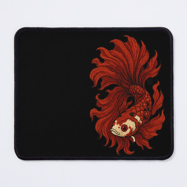 Item preview, Betta Fish Art - Japanese Inspired Art - Siamese fighting fish - Red Betta designed and sold by Kabuji Store.
