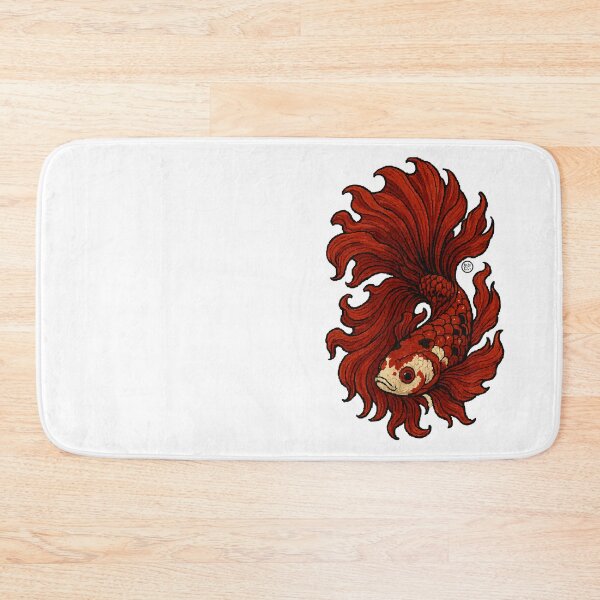 Item preview, Betta Fish Art - Japanese Inspired Art - Siamese fighting fish - Red Betta designed and sold by Kabuji Store.