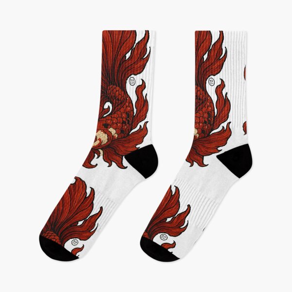 Item preview, Betta Fish Art - Japanese Inspired Art - Siamese fighting fish - Red Betta designed and sold by Kabuji Store.