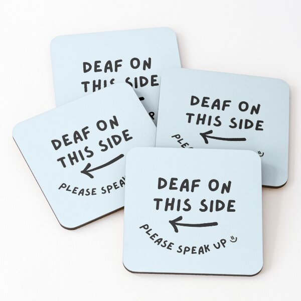 Item preview, Blue LEFT Deaf on This Side Please Speak Up Doodle Design designed and sold by spooniecentral.