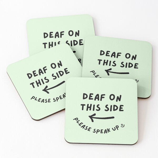 Item preview, Green LEFT Deaf on This Side Please Speak Up Doodle Design designed and sold by spooniecentral.