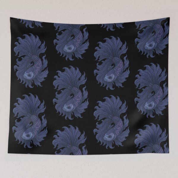 Item preview, Betta Fish Art - Japanese Inspired Art - Siamese fighting fish - Purple Betta designed and sold by Kabuji Store.
