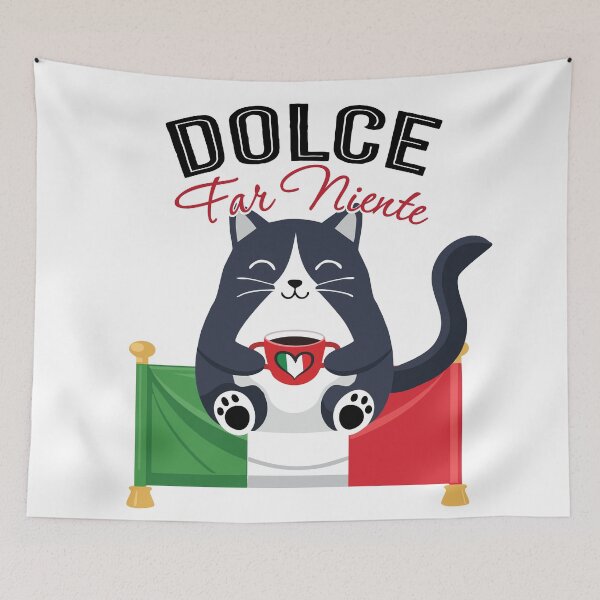 Item preview, Dolce Far Niente Relaxing Cat Coffee Drinker designed and sold by Freshinkshop.