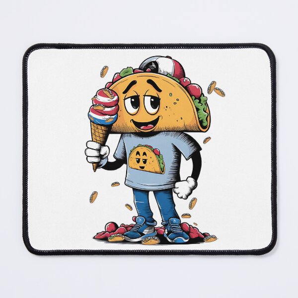 Item preview, Taco Mascot with Ice Cream – Summer Vibes Tee Ice Cream Taco Man designed and sold by ScissortailOKC.