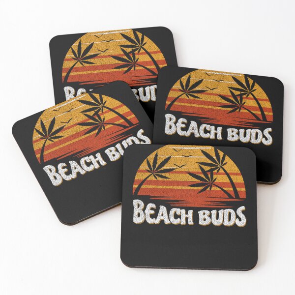 Item preview, Funny Pun Marijuana Vacation Retro Sunset Beach Buds designed and sold by TackyTime.