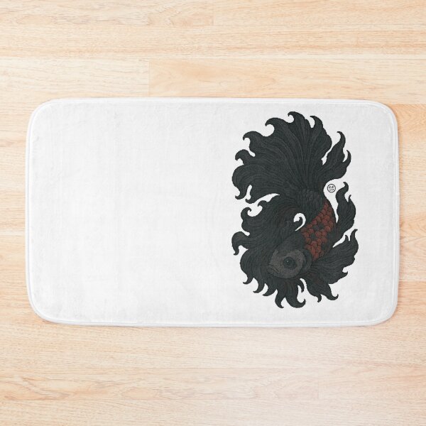 Item preview, Betta Fish Art - Japanese Inspired Art - Siamese fighting fish - Black Betta designed and sold by Kabuji Store.