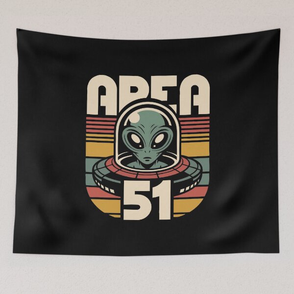 Item preview, Retro Alien Spaceship Design With Area 51 Roswell UFO 1970s text designed and sold by w1ckerman.