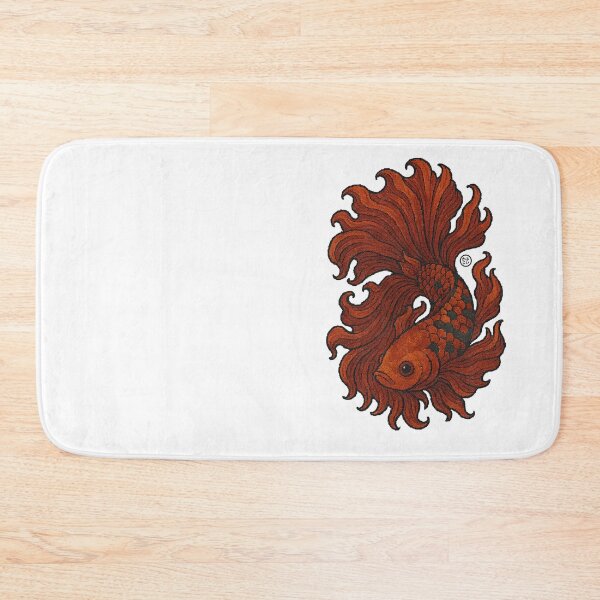 Item preview, Betta Fish Art - Japanese Inspired Art - Siamese fighting fish - Red Betta designed and sold by Kabuji Store.