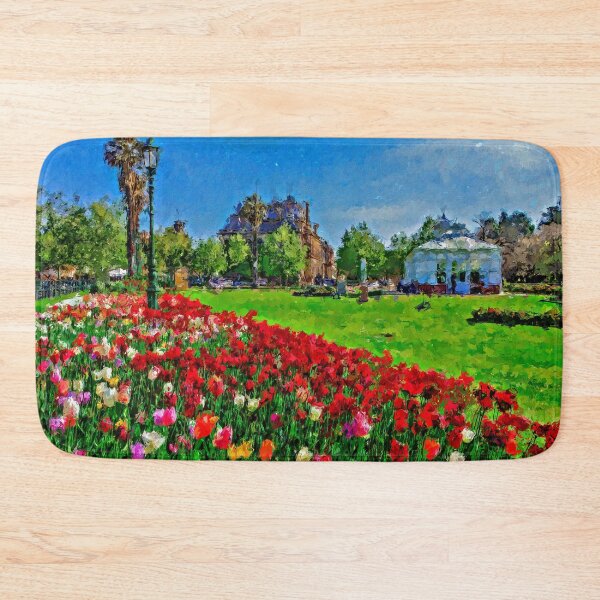 Item preview, Impressionist Painting of Tulips in Bloom at the Conservatory Garden - Bendigo, Victoria, Australia designed and sold by Steven Jodoin.