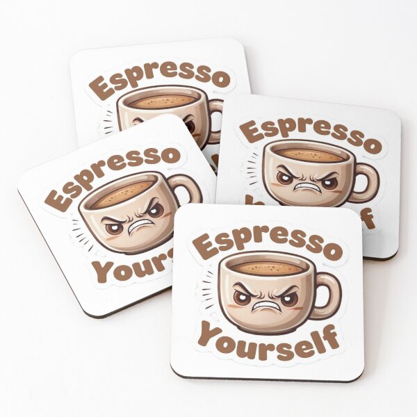 Item preview, Espresso Yourself – Coffee Pun Angry Cup Sticker designed and sold by Imaginarium of Chaos falcon88 .