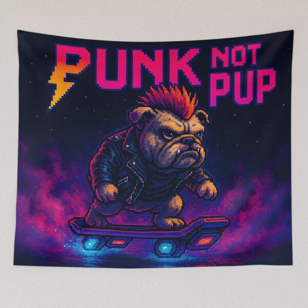 Item preview,  Punk Bulldog on Skateboard Pixel Art designed and sold by SassyArtistry.
