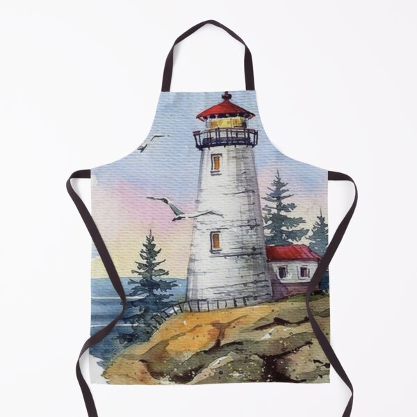 Item preview, colourful landscape drawing of lighthouse on a cliffside designed and sold by NivyasArtistry.