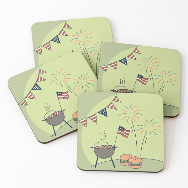 Item preview, Minimalist Patriotic BBQ with Fireworks designed and sold by ART ATTACK ZONE.