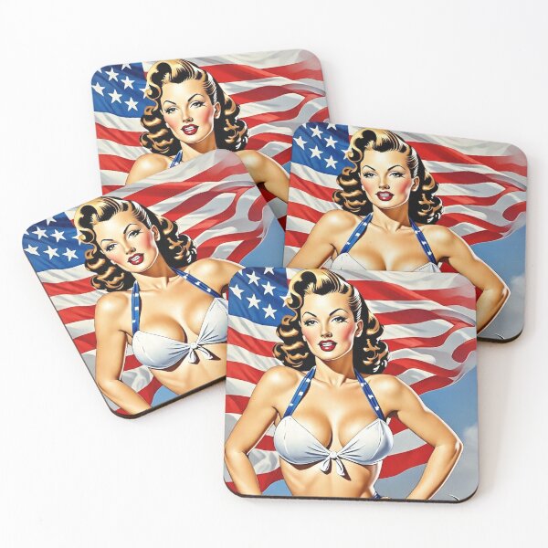 Item preview, Classic American Patriotic Pin-Up Girl Art Print - Vintage 1950s Style designed and sold by MissSaylor.