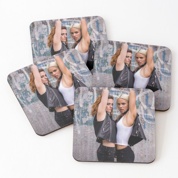 Item preview, Two models posing with their arms up showing armpits  Grunge street photography designed and sold by Vintage Designs +.