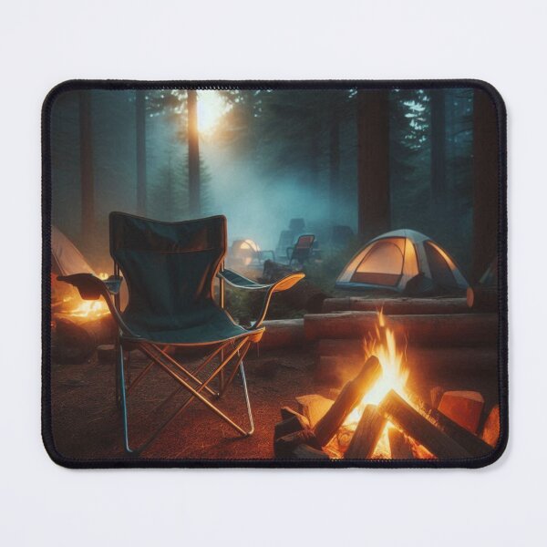 Item preview, Lone Campfire – Empty Folding Chair by the Fire Minimal Art designed and sold by ashokreddy343.