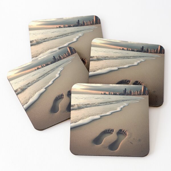 Item preview, Footprints in Sand – No Person Visible Minimalist Beach Art designed and sold by ashokreddy343.