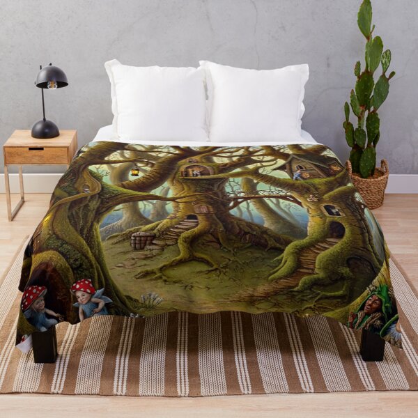 Item preview, Cute Fairy and Pixie tree village illustration art designed and sold by Vintage Designs +.