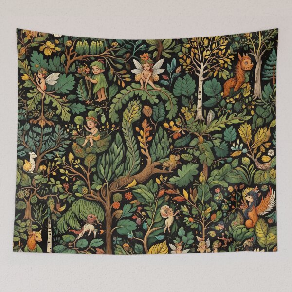 Item preview, Cute floral pattern featuring Fairies and goblins after Willaim Morris Style designed and sold by Vintage Designs +.
