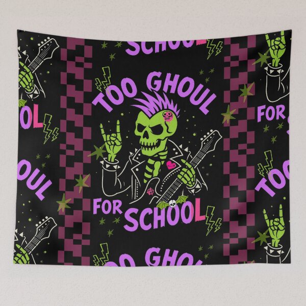 Item preview, Too Ghoul for School – Punk Skeleton Halloween Tee designed and sold by Tookiester.