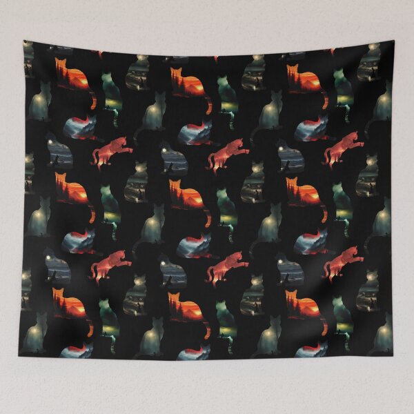 Item preview, Cat Silhouettes Filled with Landscapes | Cat Art designed and sold by UnhingedBird.