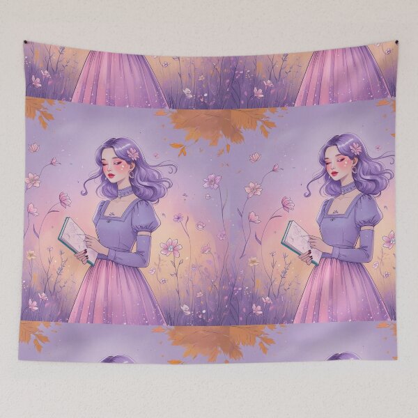 Item preview, Aesthetic Girl in Pastel Dream – Purple & Pink Floral Fall Design designed and sold by MOTAS FASHION .