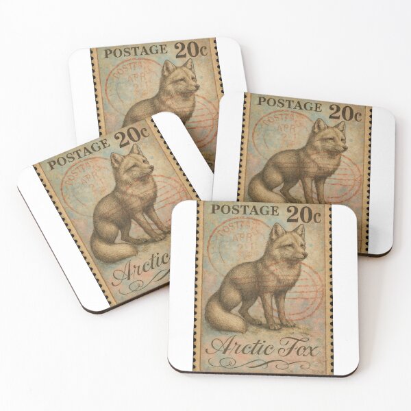 Item preview, Arctic Elegance – Vintage Fox Postage Stamp Art designed and sold by ForeverPrintsOK.