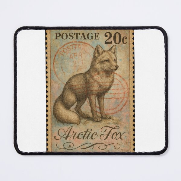 Item preview, Arctic Elegance – Vintage Fox Postage Stamp Art designed and sold by ForeverPrintsOK.