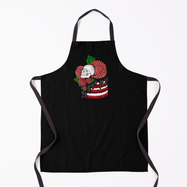 Item preview, Halloween Red Velvet cake in black with skull, dark red chrysanthemum flowers with green leaves designed and sold by katecheerycake.