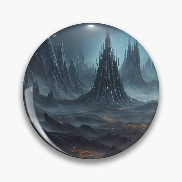 Item preview, Dark Fantasy Castle Landscape with City Lights designed and sold by Ink Art Design.