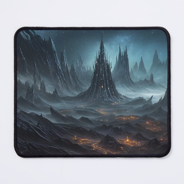 Item preview, Dark Fantasy Castle Landscape with City Lights designed and sold by Ink Art Design.