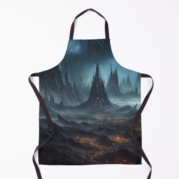 Artikelvorschau, Dunkle Fantasy-Burglandschaft mit Stadtlichtern entworfen und verkauft von Ink Art Design.