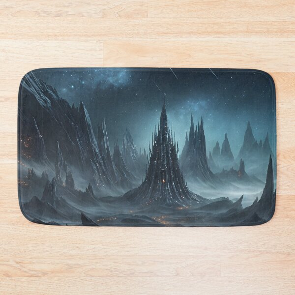 Item preview, Dark Fantasy Castle Landscape with City Lights designed and sold by Ink Art Design.